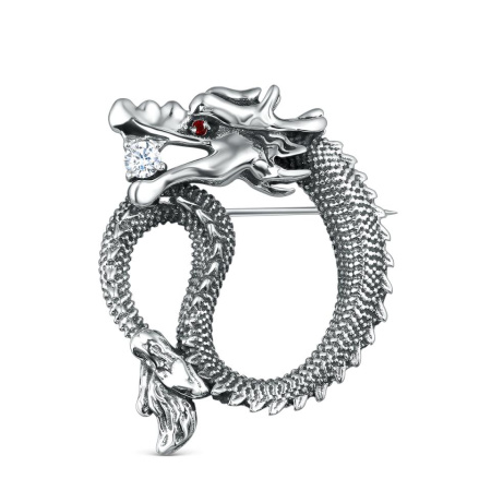 Брошь из серебра с фианитами «Дракон»