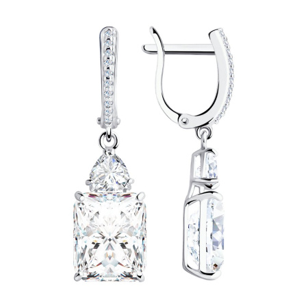 Серьги длинные из серебра с фианитами SOKOLOV