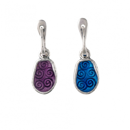 Серьги из серебра с эмалью «Хамелеон»