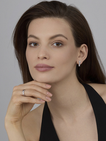 Серьги из серебра с бриллиантами и позолотой