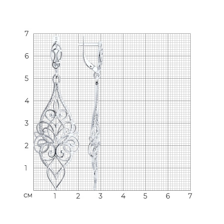 Серьги длинные из серебра Зимние узоры
