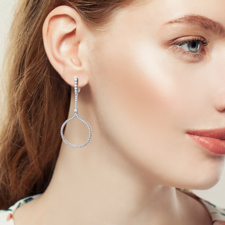 Серьги из серебра с фианитами