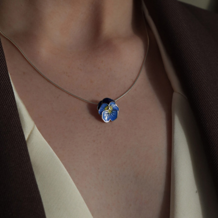 Подвеска из серебра «Анютины глазки»