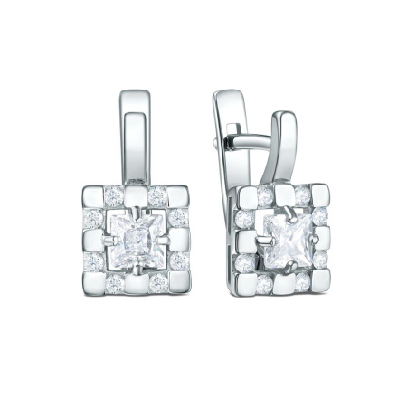 Серьги из серебра с фианитами