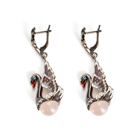 Серебряные серьги «Лебеди»