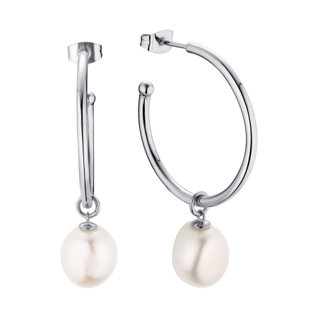 Серьги конго из серебра с жемчугом