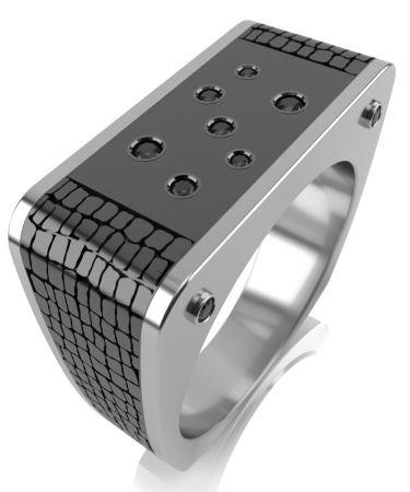 Печатка из серебра с керамикой и фианитами