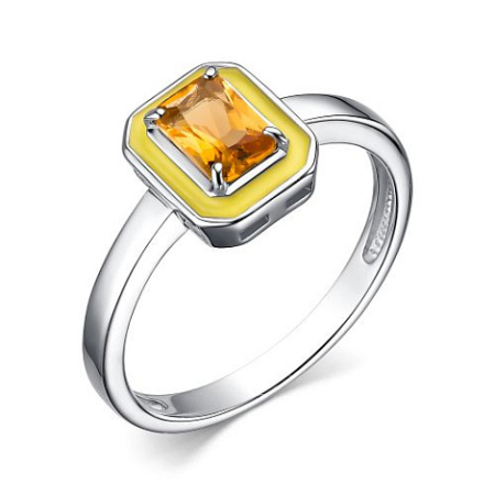 Кольцо из серебра с эмалью и цитрином