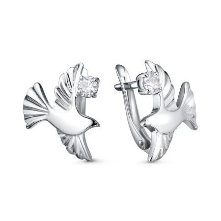 Серебряные серьги с фианитами «Птицы»