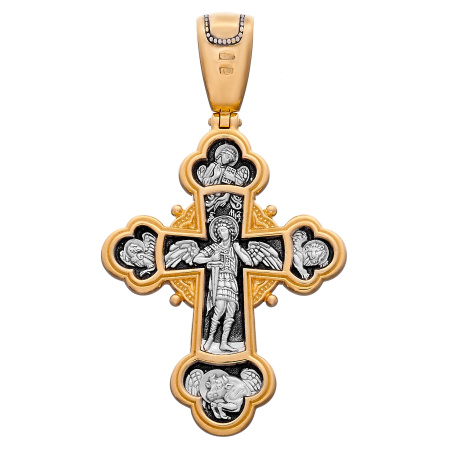 Крест из серебра с позолотой с образом Архангела Михаила
