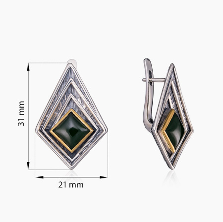 Серебряные серьги с камнем нефрит