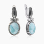 Серьги из серебра с камнем ларимар