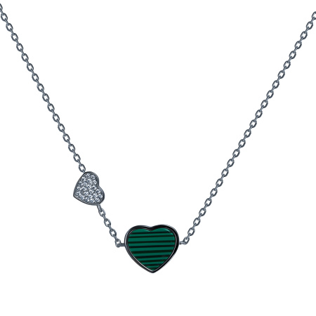 Серебряное колье «Малахитовое сердце»