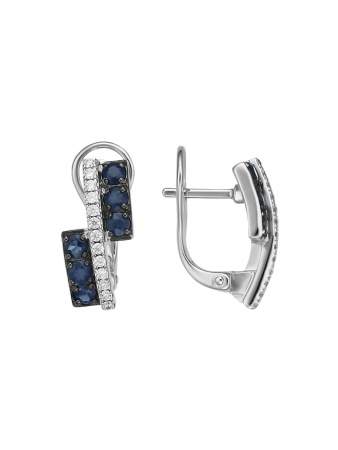 Серьги из серебра с натуральным сапфиром