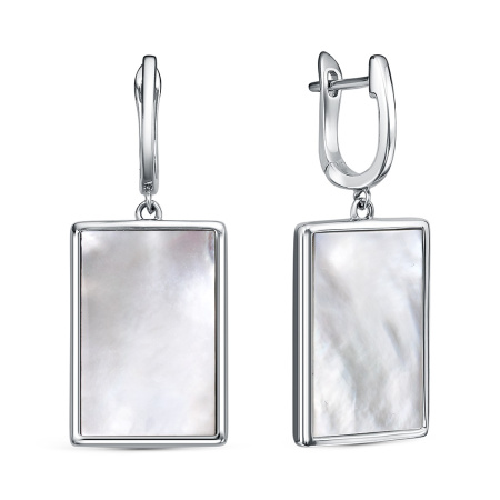 Серебряные серьги с перламутром и фианитами