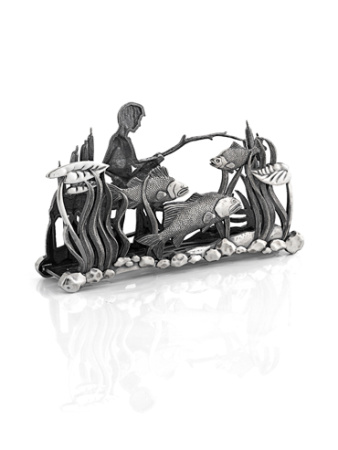 Серебряная салфетница «Рыбалка»