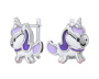 Серебряные детские серьги «Единорожки» с эмалью