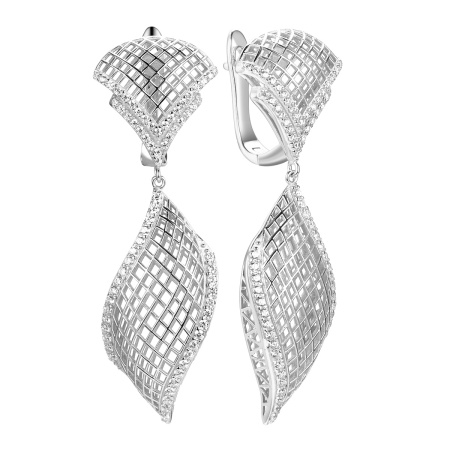 Серьги из серебра с фианитами