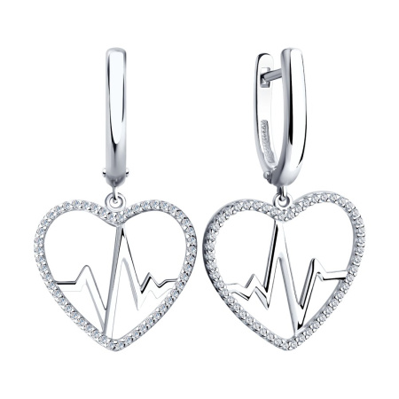 Серьги из серебра с фианитами