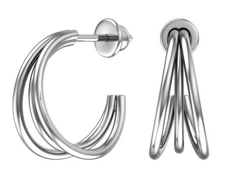 Серебряные пусеты трио