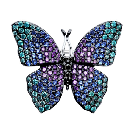 Брошь из серебра с фианитами «Бабочка»