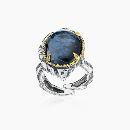 Серебряное кольцо «Таинственная Галактика» с петерситом