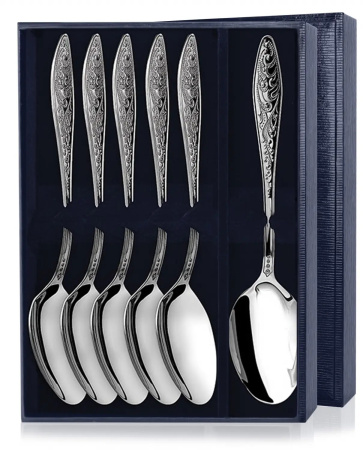Серебряный столовый набор «Морозко» 6 ложек