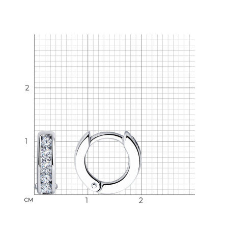Серьги-хупы из серебра с фианитами