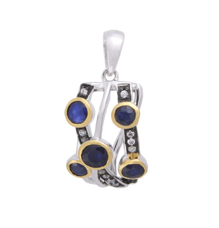 Серебряная подвеска с сапфиром и фианитами