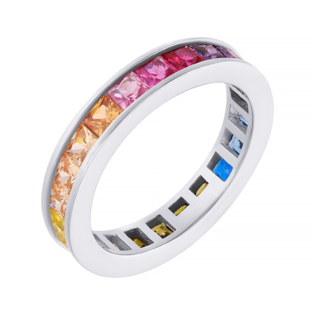 Кольцо из серебра с кубическим цирконием «Радуга»