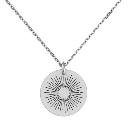 Серебряное колье «Солнце» с чёрной эмалью