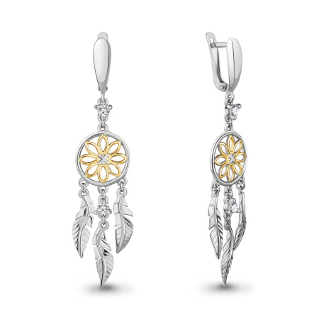 Серьги из серебра с фианитом «Ловец снов»