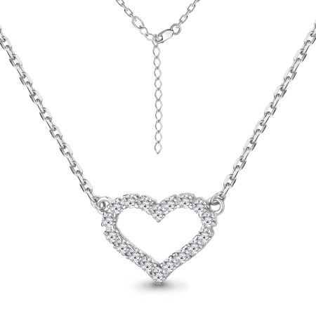 Серебряное колье с фианитами «Сердце»