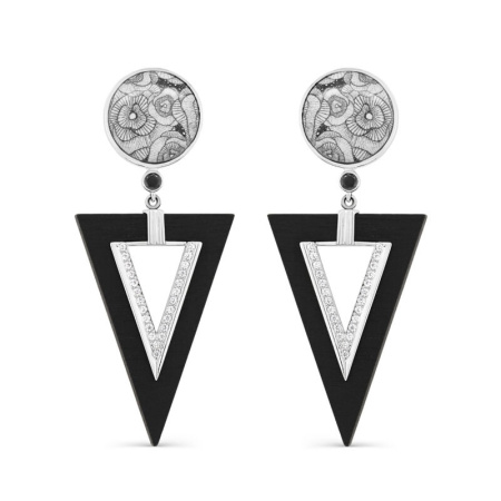 Серьги из серебра с деревом и фианитами «NEW WOOD»