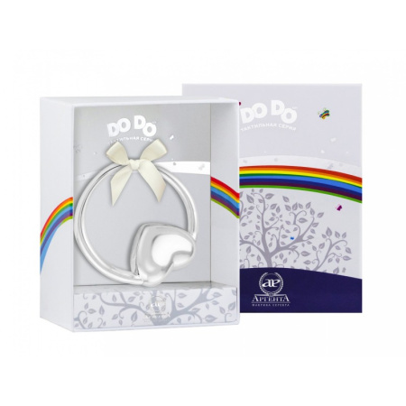 Погремушка «Сердце на кольце» из серебра