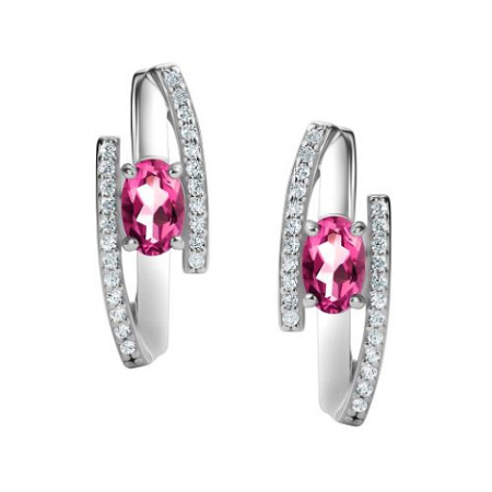 Серебряные серьги с топазом и фианитами