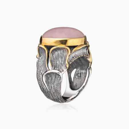 Серебряное кольцо «Нежная Дрёма» с розовым кварцем