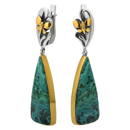 Серьги из серебра с хризоколлом