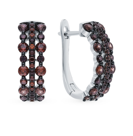 Серьги серебряные с фианитами