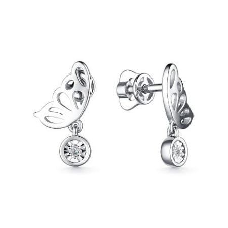 Серьги из серебра с бриллиантами «Крылья бабочки»