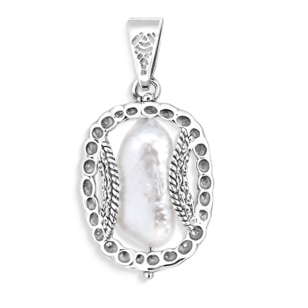 Серебряный кулон с жемчугом Барокко