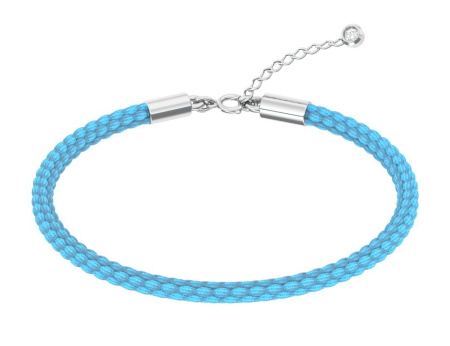 Серебряный браслет на плетеном шнурке