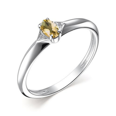 Кольцо из серебра с бриллиантом и цитрином