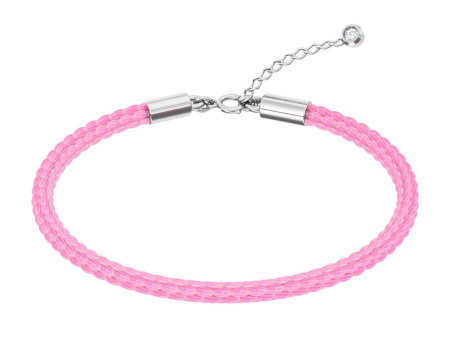 Серебряный браслет на плетеном шнурке