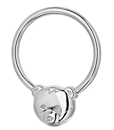 Погремушка «Мишка на кольце» из серебра