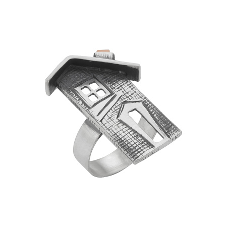 Серебряное кольцо с гематитом «Дом»