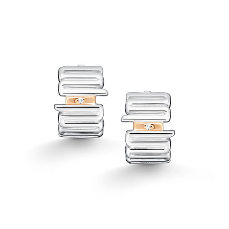 Серебряные серьги с бриллиантами и позолотой