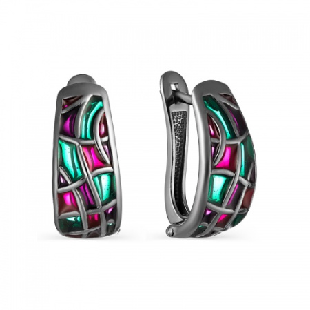 Серебряные серьги в витражной эмалью
