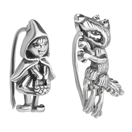 Серьги из серебра 925 Красная шапочка и серый волк