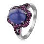 Серебряное кольцо с рубинам и танзанитом